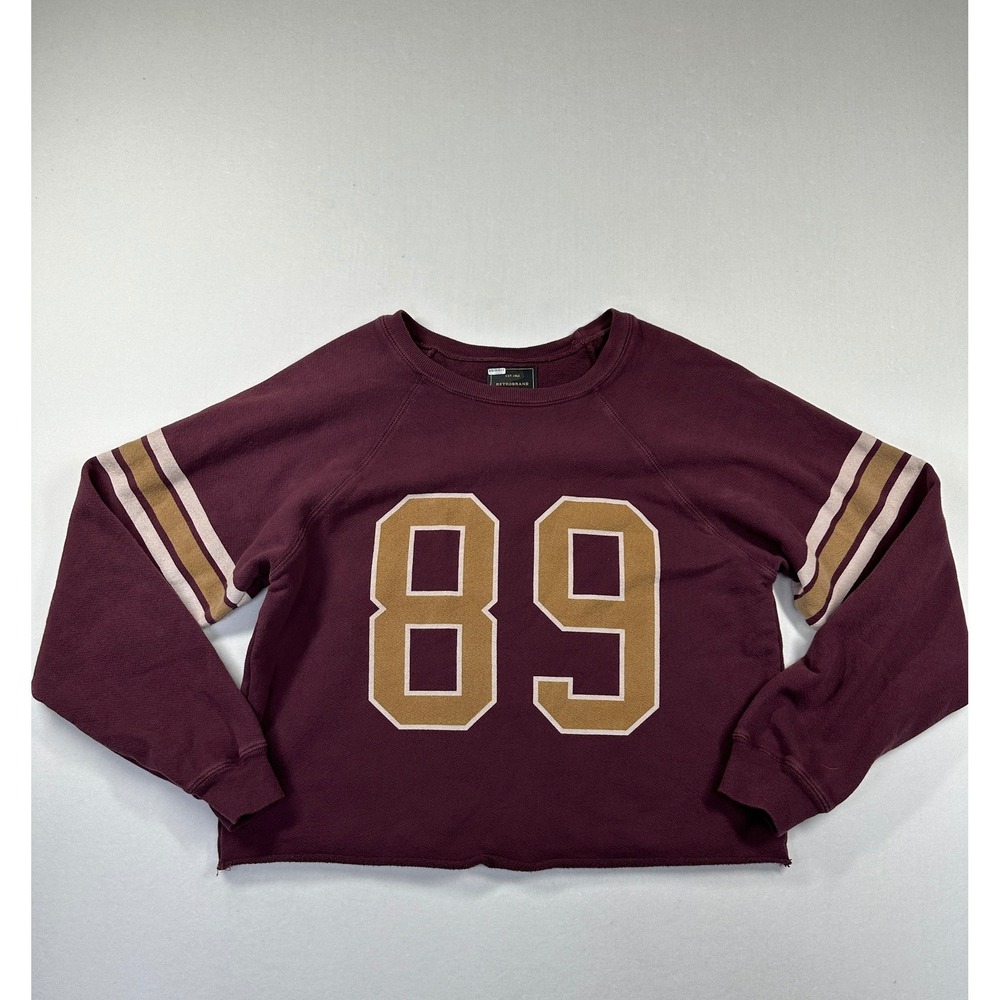 Original RetroBrand‎ Anthropologie Varsity Sweatshirt Small Red Collegiate Crop - Picture 3 of 12